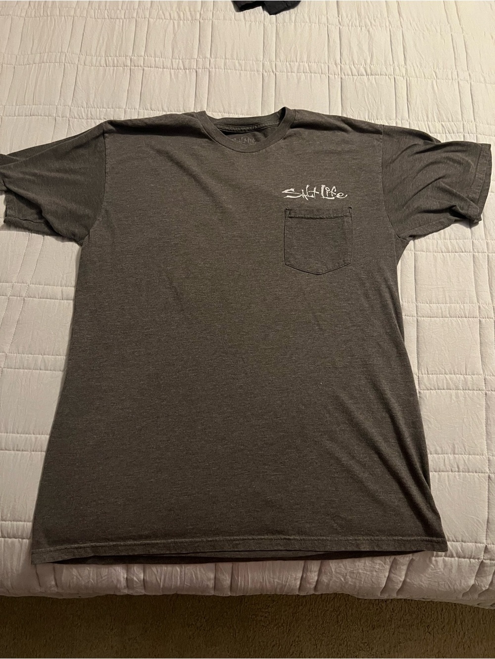 Salt Life Men's Dark Gray Pocket Tee with White Logo